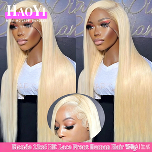 Perruque frontale en dentelle HD 13x4 en gros, couleur blonde 613, cheveux humains Remy vierges, lisses et soyeux, avec fermeture 4x4 - Product Image 5