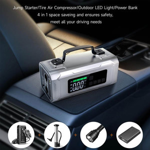 Démarreur de Voiture Portable 6-en-1 avec Compresseur d'Air Sans Fil 12000mAh, Démarreur d'Urgence pour Batterie de Voiture avec Lumière LED - Product Image 4