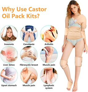 Kit de compresses réutilisables à l'huile de ricin pour la détoxification hépatique, pour épaules, mains, cou, genoux, cuisses, bras, lavable en machine - Product Image 2