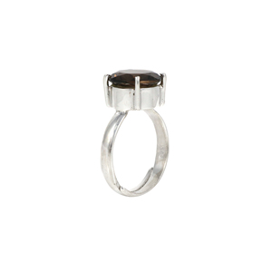 Gemstone Healing meditating smoky quartz gemstone <b>ring</b> <b>Crystal</b> Healing for Women Eternity Vermeil Silver <b>Rings</b> - Product Image 3