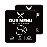 Autocollant de menu NFC personnalisé noir en PVC pour restaurants