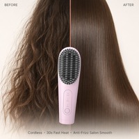 Brosse lissante portable pour cheveux, 3 réglages de température (170-230°C), pour les voyages et le coiffage à domicile, technologie ionique