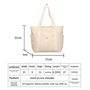 Sac fourre-tout personnalisé en toile de coton, simple, écologique, pour la plage, les voyages et le shopping - Product Image 1