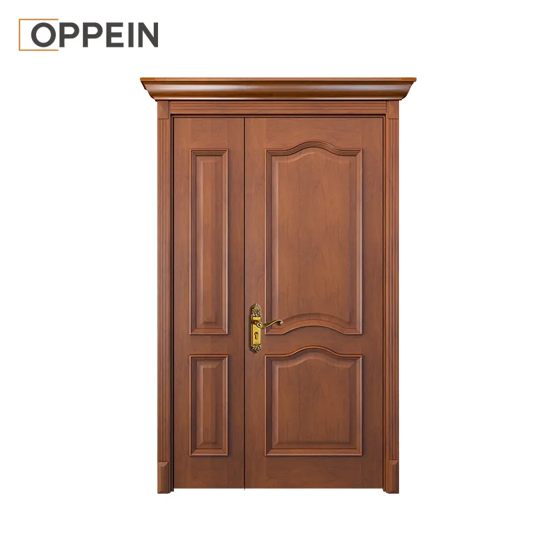 OPPEIN-puerta corredera de madera negra, diseño contemporáneo de capa de teca, puerta Interior de madera, aislamiento acústico, puertas de madera