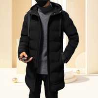Mode hommes épaissi chaud Long manteau décontracté Slim Fit hommes à capuche Parker hiver solide coton rembourré longue veste hommes