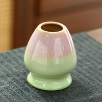 Bol à matcha en céramique fait main avec support pour fouet, design floral élégant, vaisselle en forme de fleur de lotus, Chawan avec bec verseur