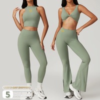 Drop Ship Yoga Wear Ensemble de leggings évasés pour femmes Vêtements de sport deux pièces Tenues de gym Ensembles de fitness pour femmes
