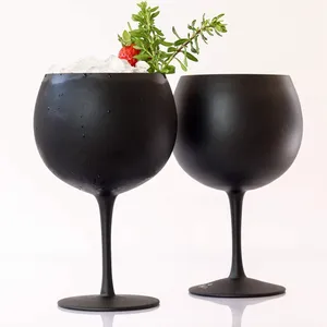 handmade 20oz black glass goblet Crystal Wine Balloon Glasses gin glass