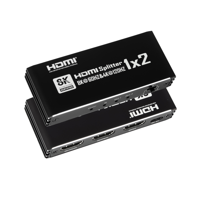 8K HDMI 2-Port 1-in-2-out Splitter HDMI2.1 Video Splitter Duplicator with HDCP2.3 for 4 Monitor Display Xbox PS4 Compatibility