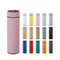 Bouteille d'eau isotherme en acier inoxydable de 500 ml avec affichage de la température LED intelligent, double paroi, anti-fuite, tasse de voyage thermos