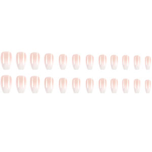 24 Pezzi Unghie Finte Corte Quadrate Sfumate Bianche Stile Ballerina Semplici Unghie Finte Adesive Nude Nail Art Copertura Completa Punte per Manicure - Product Image 5