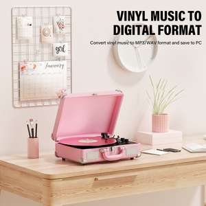 Tourne-disque vinyle rétro, lecteur de musique portable à courroie, phonographe de luxe pour cadeau et décoration - Product Image 1