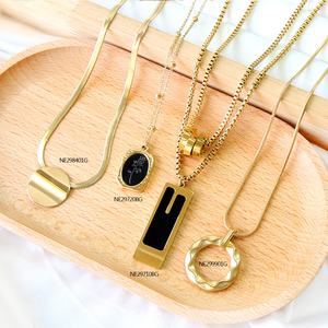 Pendentifs personnalisés en acier inoxydable plaqué or 18 carats avec breloques œil et symbole de l'infini, bijoux coréens, collier tendance - Product Image 6