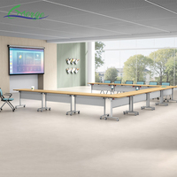Table pliante mobile en bois moderne, vente en gros, table de réunion pliable, installation rapide pour salle de conférence, salle de conseil, bureau d'entreprise