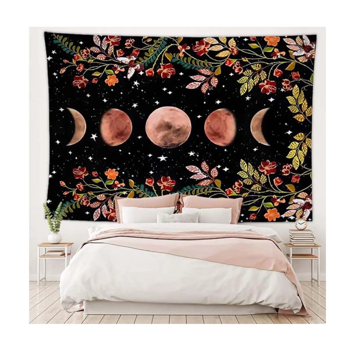 Hot Sale Custom Psychedelic Moon Flower Wall Hanging Tapestry For Home Decor