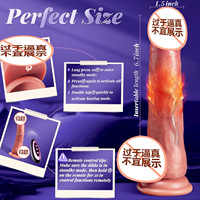 Beheizbarer Realistischer G-Punkt Dildo Vibrator 10 Stoß- und 10 Vibrationsmodi Leiser Starker Motor Silikon Wasserdicht Wiederaufladbar