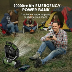 พัดลมพกพา 20000mAh จากคลังสินค้าสหรัฐฯ พร้อมไฟและพาวเวอร์แบงค์ พัดลมชาร์จไฟได้ สำหรับตั้งแคมป์และกิจกรรมกลางแจ้ง - Product Image 5