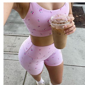 Vêtements de <span class=keywords><strong>sport</strong></span> pour femmes Aoyema, haut de <span class=keywords><strong>sport</strong></span> à bretelles élastiques, <span class=keywords><strong>short</strong></span> de yoga à séchage rapide, taille plus, ensemble de yoga et de fitness - Product Image 5