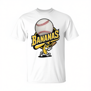 T-shirt de baseball Bananas unisexe, taille adulte, blanc, motif banane de dessin animé - Product Image 2