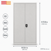 Armoire de rangement en acier robuste verrouillable à 2 portes, casier métallique de 1850 mm avec étagères pour bureau, entrepôt, garage, usine