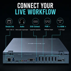Commutateur vidéo 5 canaux HDS9325 4K <span class=keywords><strong>HD</strong></span> 1080P, équipement de studio en métal, 4 entrées HDMI/1 entrée DP, diffusion en direct, événements religieux - Product Image 4