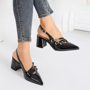 Chaussures Xuanhui grande taille, nouveau modèle, rétro, bout pointu, talon carré de 6 cm, escarpins à bride, talons épais pour femmes - Product Image 4