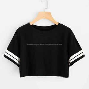 Camisetas recortadas de alta calidad para mujer con estampado personalizado de nuevo diseño, camisetas de moda para mujer con cuello redondo, proveedor directo de fábrica a granel - Product Image 1