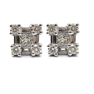 Venta al por mayor entrega rápida personalizada 14K oro blanco sólido diamante natural clásico Vintage joyería de moda pendientes de tuerca para mujer - Product Image 1