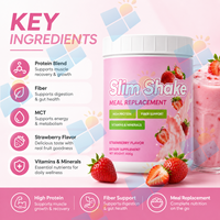 Poudre de remplacement de repas Slim Shake avec formule riche en protéines et saveur fraise pour la gestion du poids Nutrition Marque privée