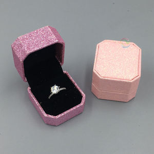<b>Cheap</b> High Quality Cute Pink GLISTEN Paper Plastic Fashionable Wedding Jewellery Ring Packaging <b>Gift</b> <b>Boxes</b> Custom Logo 5*5*3.5cm - Product Image 2