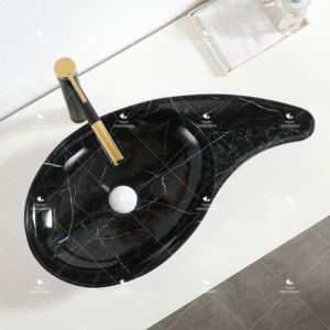 Venta al por mayor, venta directa, venta superior, forma especial, encimera de Color mármol negro, lavabo hecho a mano, lavabo de Arte de cerámica para Baño - Product Image 4