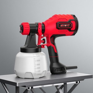 <span class=keywords><strong>Pistolet</strong></span> à peinture électrique MYOYT 650W 230V 50Hz Haute puissance Pulvérisateur de peinture Réservoir de 1200 ml Débit de 1100 ml/min Buse de 2,5 mm Ventilateur réglable - Product Image 2