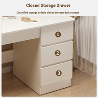 Coiffeuse moderne blanche pour chambre à coucher avec miroir sur pied et éclairage, ensemble de tiroirs de rangement écologiques pour maquillage