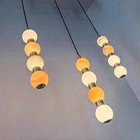 Petit luminaire suspendu minimaliste avec télécommande, abat-jour en marbre, hauteur réglable, économie d'énergie, finition colorée pour salon