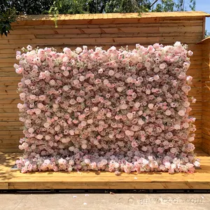 GNW Large Pink Floral Flower Wall Decoration Artificial Flower Wall Backdrop For Wedding Event Feather Wall Wedding Backdrop