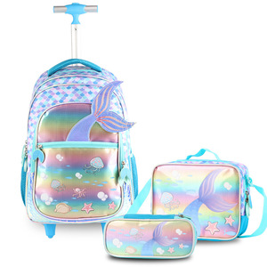 Moda dibujos animados <span class=keywords><strong>sirena</strong></span> venta al por mayor <span class=keywords><strong>mochila</strong></span> con <span class=keywords><strong>ruedas</strong></span> estudiante niños Tolley <span class=keywords><strong>mochila</strong></span> escolar - Product Image 1
