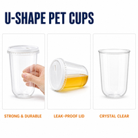 Gobelet en plastique PET en forme de U avec logo personnalisé, matériau de qualité alimentaire, gobelet jetable à fond arrondi pour thé au lait à emporter
