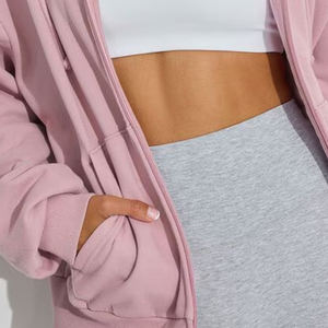 Sweat-shirts à capuche zippés pour femmes, respirants, en polaire, manches longues, streetwear, 100% coton, légers, parmi les plus vendus - Product Image 5