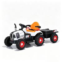 Tracteur électrique en plastique pour enfants avec remorque détachable, jouet véhicule agricole à batterie pour les jeux en plein air des enfants
