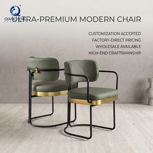 Fauteuils en métal personnalisés pour café, restaurant, salle à manger, avec assise en cuir ou en tissu et coussin - Product Image 3