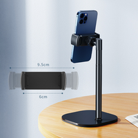 Support de téléphone portable de bureau réglable en hauteur en alliage d'aluminium pour diffusion vidéo en direct, idéal pour les paresseux
