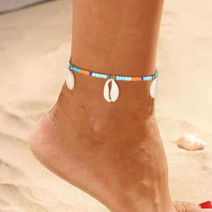 Tobillera bohemia con cuentas y conchas de cauri para mujer, joyería de playa, accesorio de moda. - Product Image 1