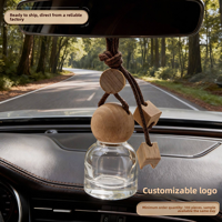 Nouveau flacon rechargeable en verre pour parfum de voiture, désodorisant, conteneur vide universel pour évaporation d'huiles essentielles, avec couvercle en bois, pendentif, direct usine
