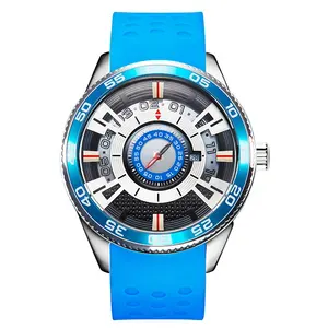 Relógio esportivo masculino de aço inoxidável, 316, indicador de esqueleto, pulseira de silicone de alta qualidade, movimento japonês, relógio de quartzo, desportivo