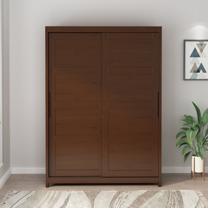 Nordic Sliding Door <b>Wardrobe</b> Solid Wood Two Door <b>Large</b> Capacity Bedroom Storage <b>Wardrobe</b> For Children And Adults - Product Image 2