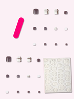 24 patchs pour ongles en ABS marron Design carré à la mode Pièces d'ongles détachables pour les orteils