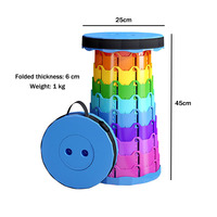 Chaise pliante rétractable arc-en-ciel Tabouret pliable de stockage portable ultra-léger pour l'extérieur