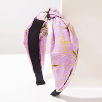 Serre-tête large en tissu noué, imprimé grue rétro color-block, accessoire de cheveux de style chinois
