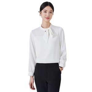 Women's White Long Sleeve Hotel Uniform Shirt Spring 2025 Business Wear Inner Layer Top - Product Image 5