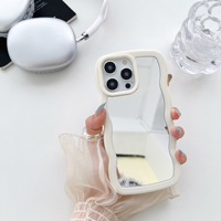 Ins Style Big Wave Cadre Mignon Maquillage Miroir Couverture Complète Étui De Protection pour IPhone16 15 14 13 12 11 Pro Max Téléphone Cas